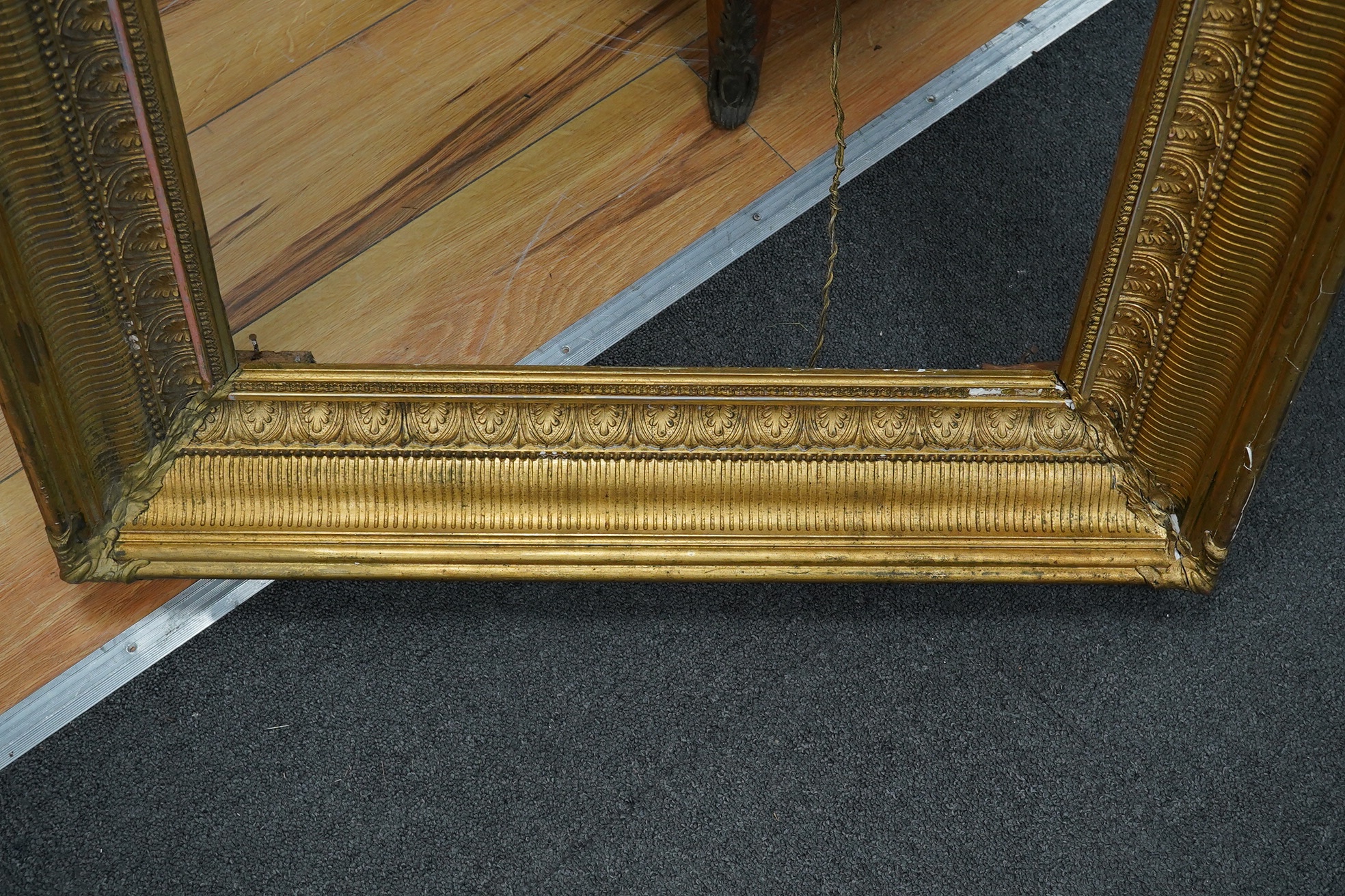 A 19th century gilt picture frame, aperture size, 48 x 68cm. Condition - fair